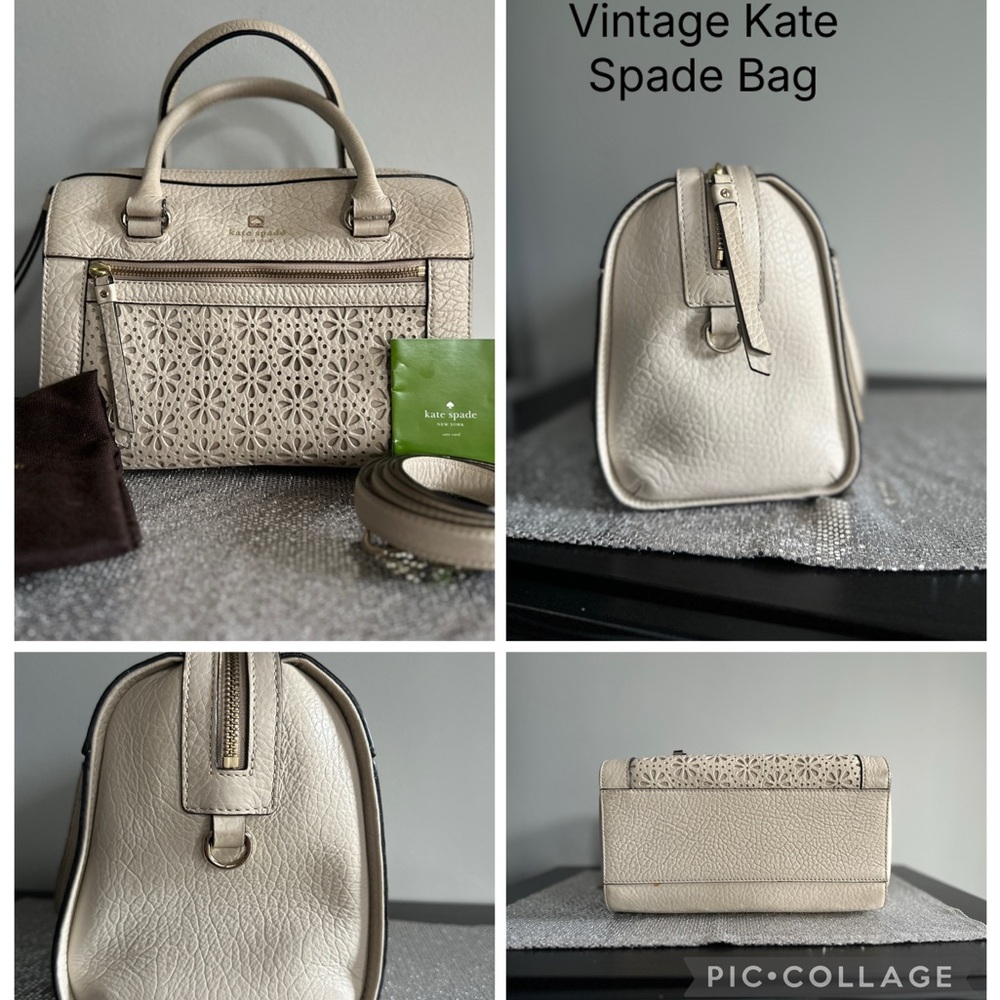 Kate Spade Beige Satchel with Black Trim